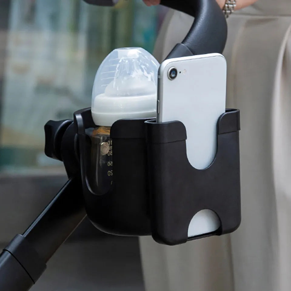 Teknum 2-in-1 Universal Stroller Cup & Phone Holder (Black)