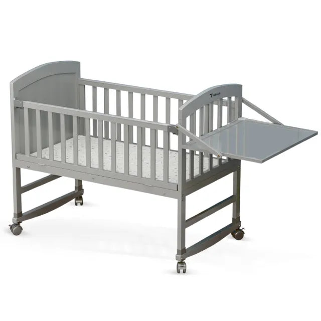 Teknum 7 in 1 Convertible Bedside Crib & Kids Bed with Mattress (Grey)