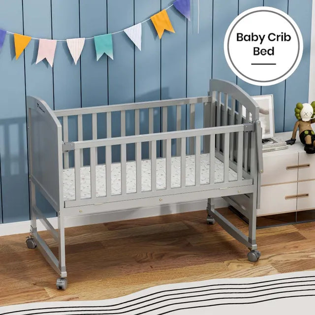 Teknum 7 in 1 Convertible Bedside Crib & Kids Bed with Mattress (Grey)