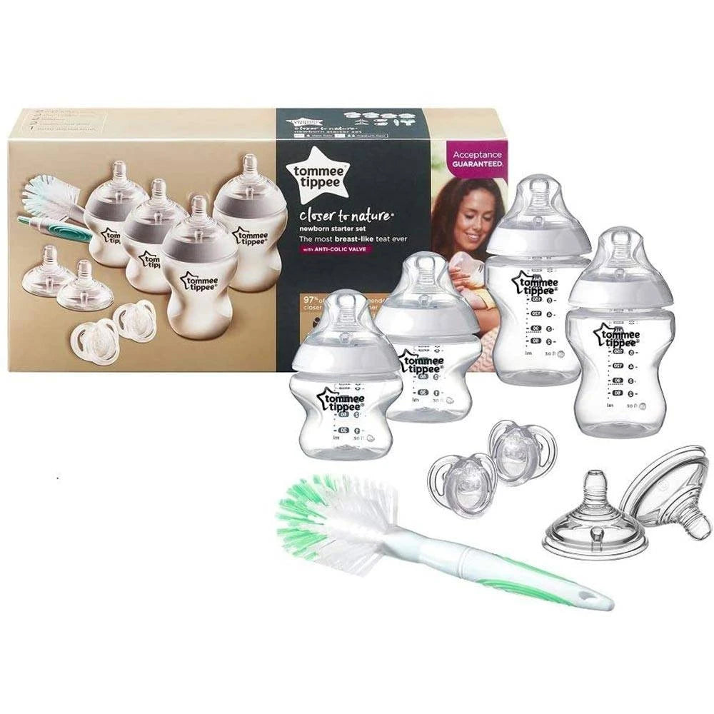Tommee Tippee Closer to Nature Feeding Bottle Kit, Starter Set (Clear)