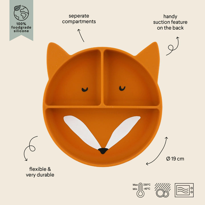 Trixie Silicone Divided Plate with Suction - Mr.Fox