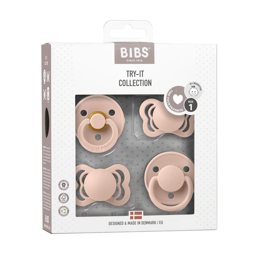 Bibs Try-It Collection Pacifier Box S1 - Pack of 4 (Blush)