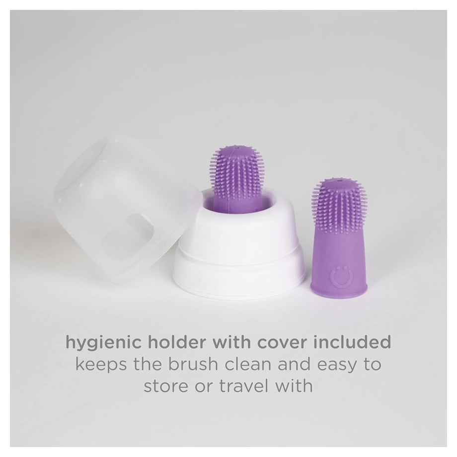 Ubbi Silicone Finger Toothbrushes with Case 2 Pack (Purple)