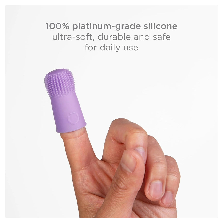Ubbi Silicone Finger Toothbrushes with Case 2 Pack (Purple)