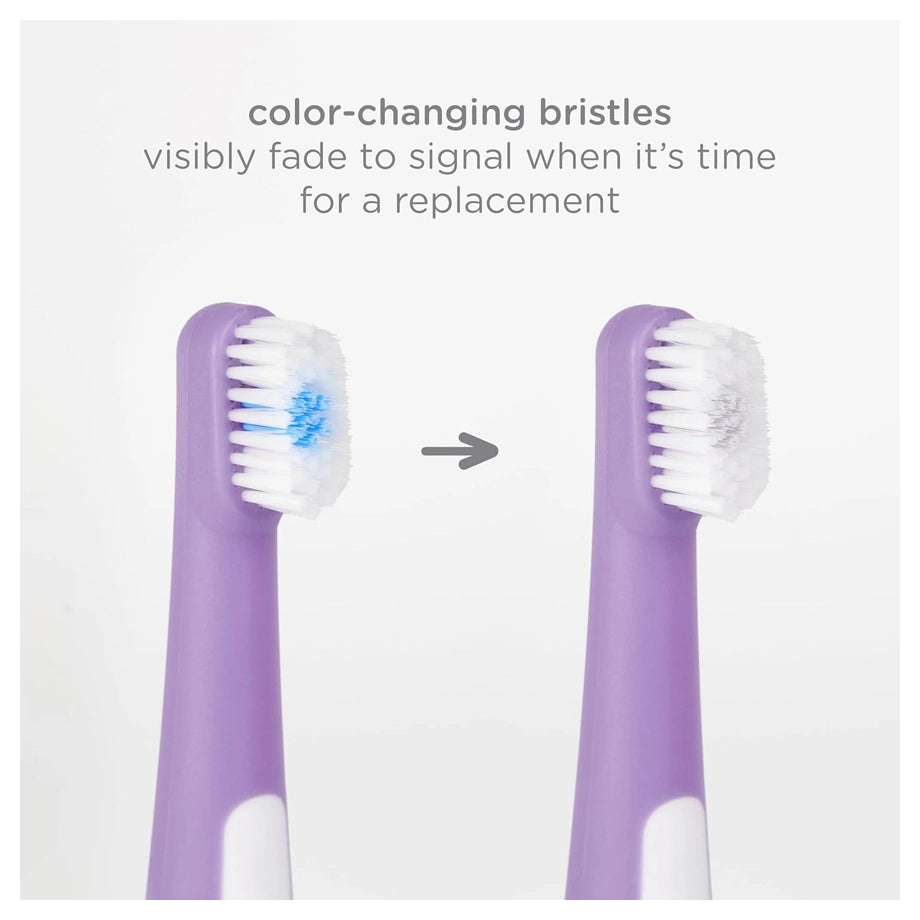 Ubbi 3-Stage Toothbrush Set (1 Finger + 1 Training + 1 Bristled + Choke Guard + Case, Purple)