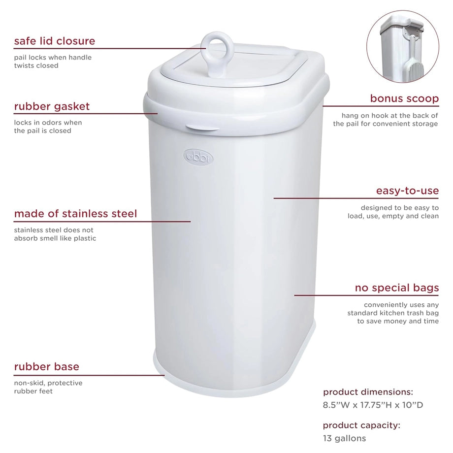 Ubbi Pet Waste Pail (Chrome)