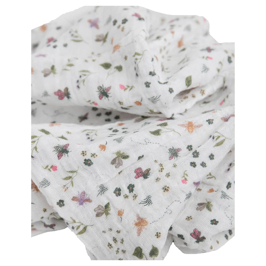 Little Unicorn Cotton Muslin Swaddle Single (Garden Bees)