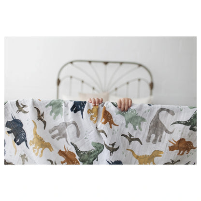 Little Unicorn 3-Pack Cotton Muslin Swaddle Set (Dino Friends 2)
