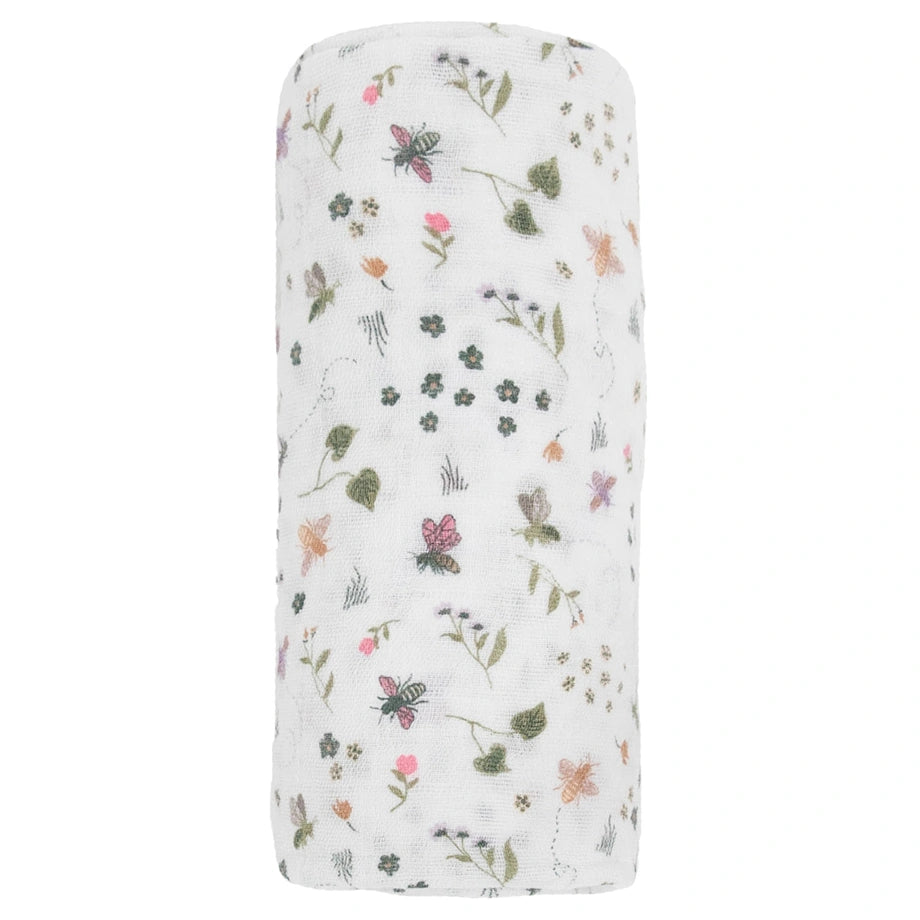 Little Unicorn Cotton Muslin Swaddle Single (Garden Bees)