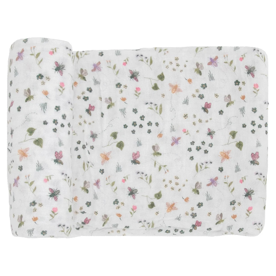 Little Unicorn Cotton Muslin Swaddle Single (Garden Bees)