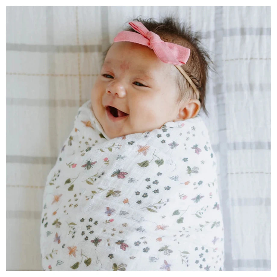 Little Unicorn Cotton Muslin Swaddle Single (Garden Bees)