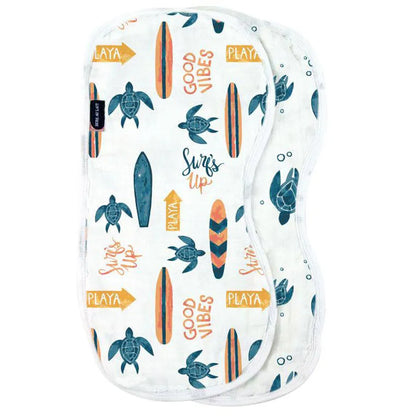 Bebe Au Lait Surf + Sea Turtles Oh So Soft Muslin Burp Cloths