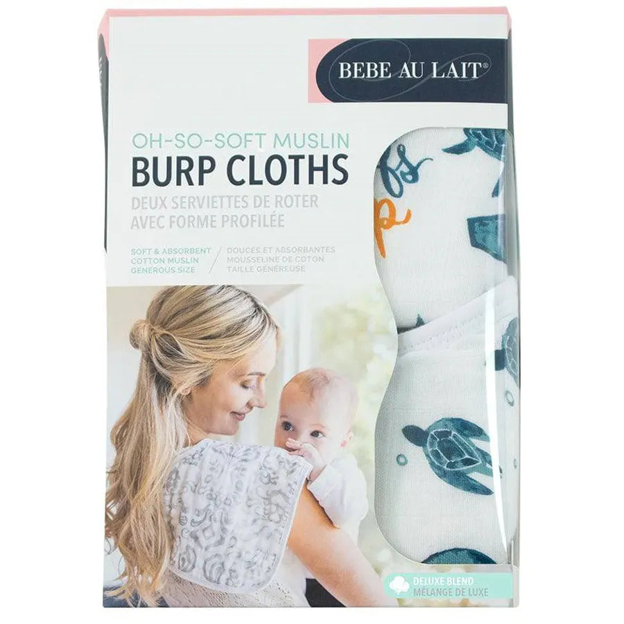 Bebe Au Lait Surf + Sea Turtles Oh So Soft Muslin Burp Cloths