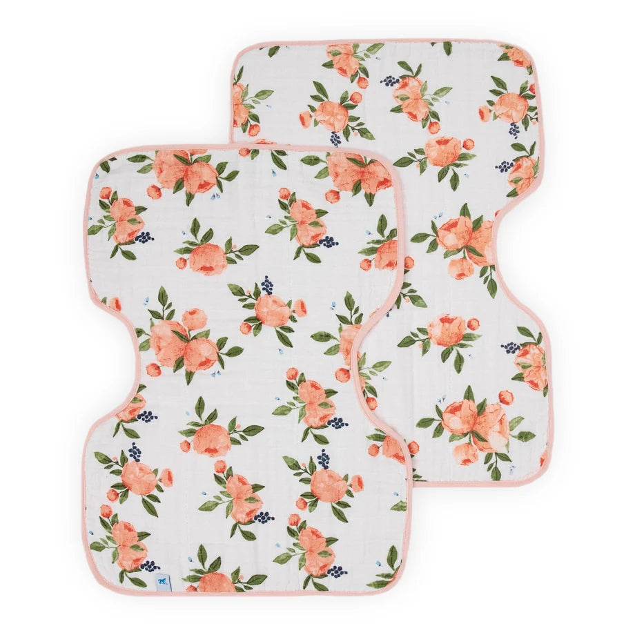 Little Unicorn Cotton Muslin Burp Cloth 2-Pack (Watercolor Roses)