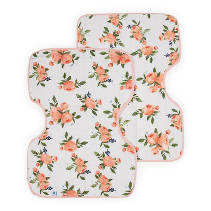 Little Unicorn Cotton Muslin Burp Cloth 2-Pack (Watercolor Roses)