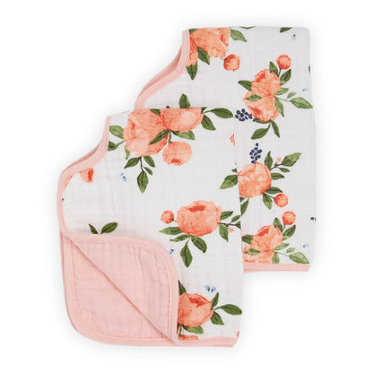 Little Unicorn Cotton Muslin Burp Cloth 2-Pack (Watercolor Roses)