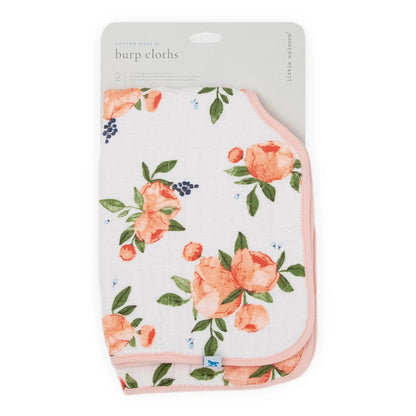 Little Unicorn Cotton Muslin Burp Cloth 2-Pack (Watercolor Roses)