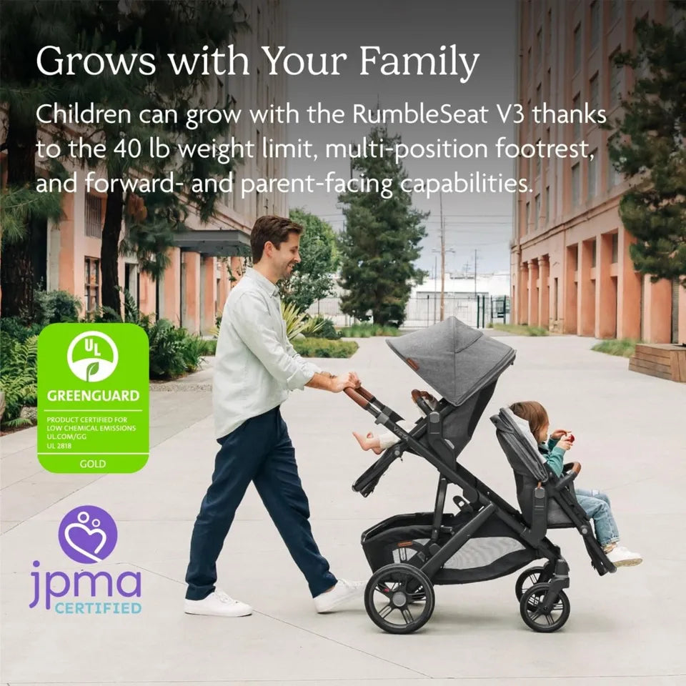 UPPAbaby Rumbleseat V3 Liam Oat MélangeCarbon Frame Chestnut Leather
