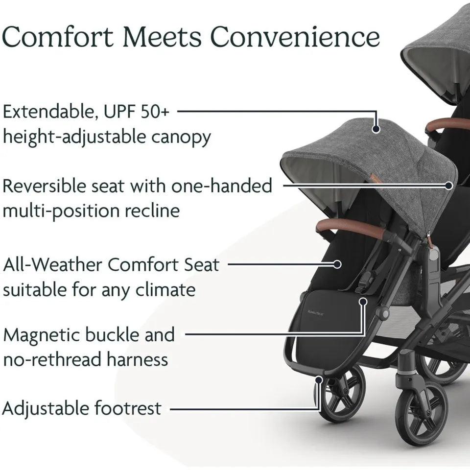 UPPAbaby Rumbleseat V3 Liam Oat MélangeCarbon Frame Chestnut Leather