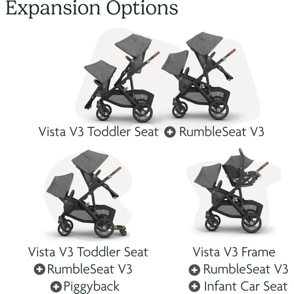 UPPAbaby Rumbleseat V3 Liam Oat MélangeCarbon Frame Chestnut Leather
