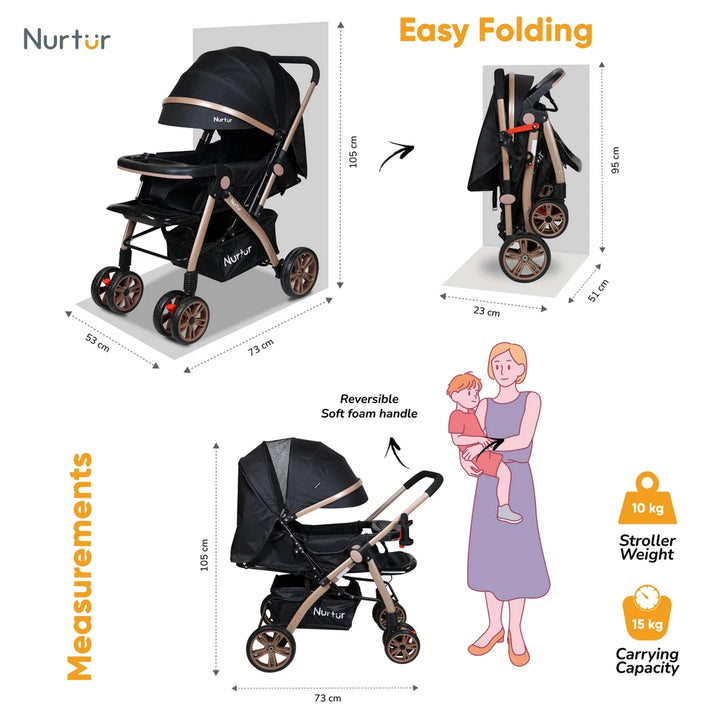 Nurtur Wilder Reversible Baby Stroller (Black)
