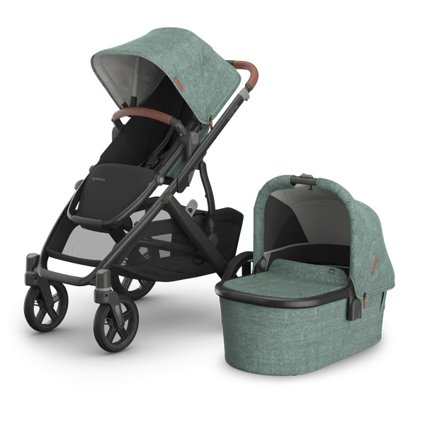 UPPAbaby Vista V3 Stroller - Gwen - Green Mélange | Carbon Frame | Saddle Leather