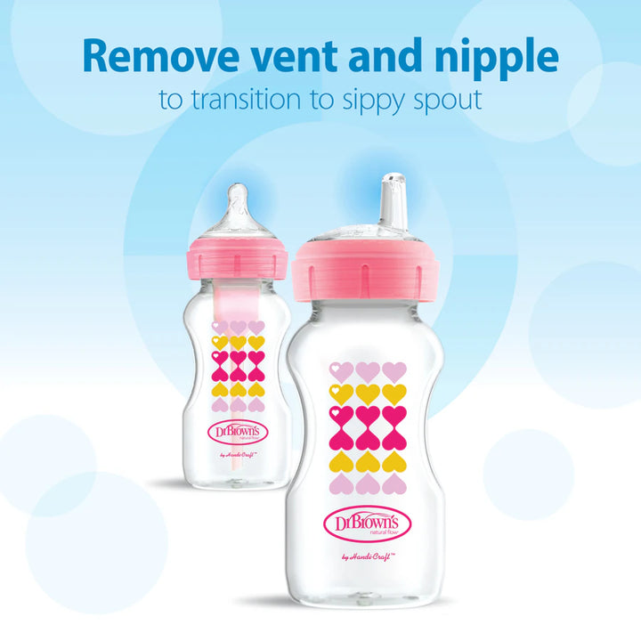 Dr.Browns PP W N Options+Hearts Bottle W/ Sippy Spout 270ml (Pink) Pack of 1