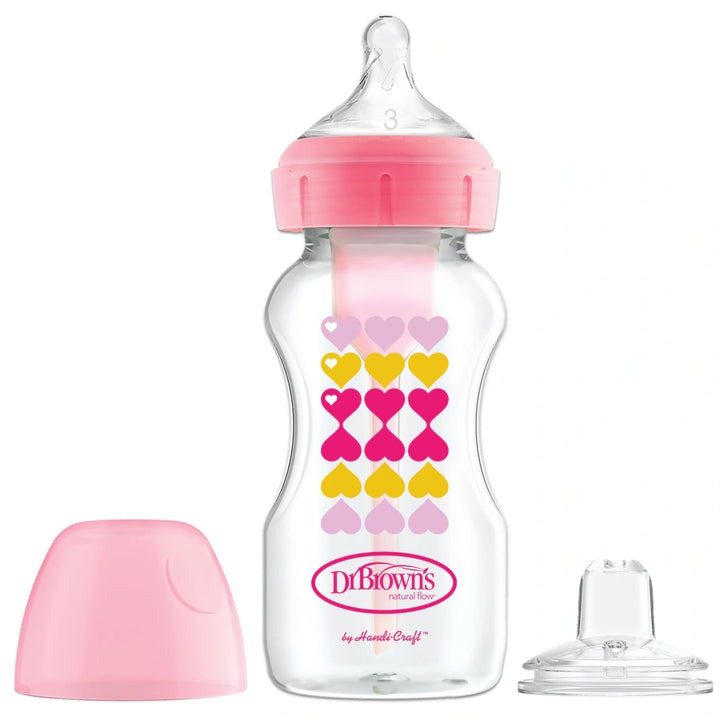 Dr.Browns PP W N Options+Hearts Bottle W/ Sippy Spout 270ml (Pink) Pack of 1