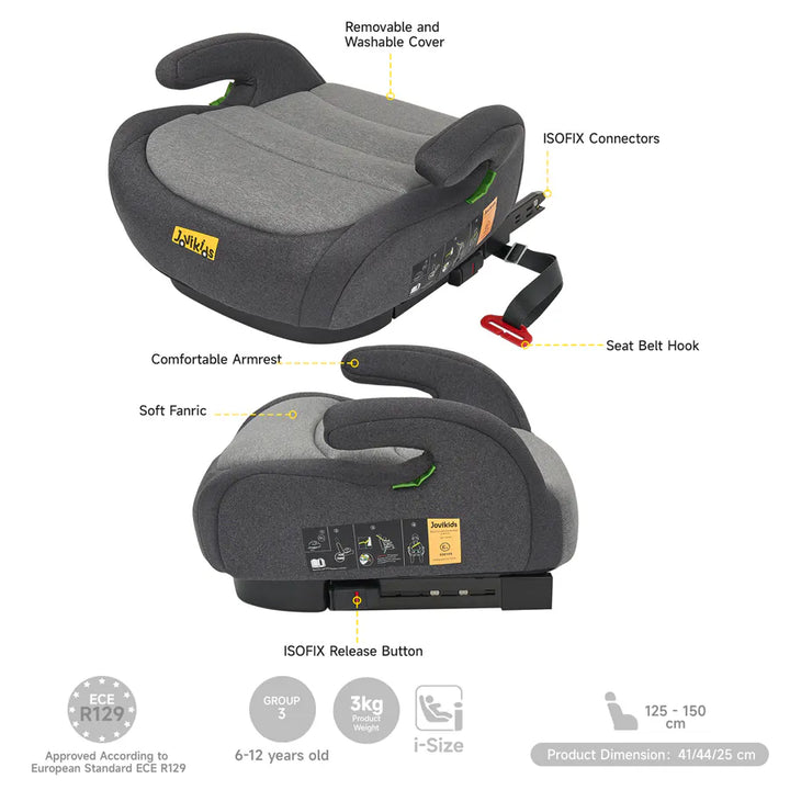 Jovikids Ohho I-Size Booster Car Seat ISOFIX (Black)