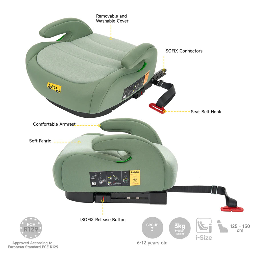مقعد سيارة معزز للأطفال من Jovikids Ohho I-Size ISOFIX (أخضر) مقعد سيارة معزز للأطفال من Jovikids Ohho I-Size ISOFIX (أخضر)