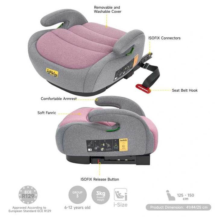 Jovikids Ohho i-Size Booster Seat with ISOFIX (Pink)