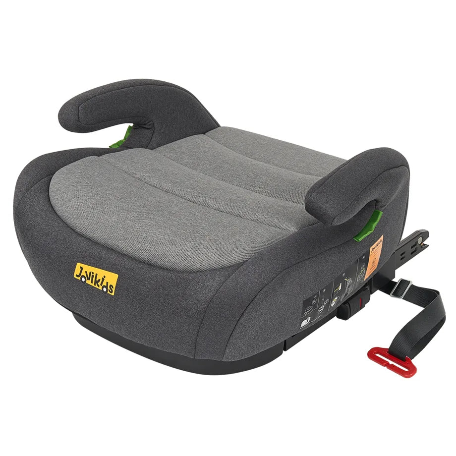Jovikids Ohho+ I-Size ISOFIX Booster Car Seat with Cup Holder, Black/Grey
