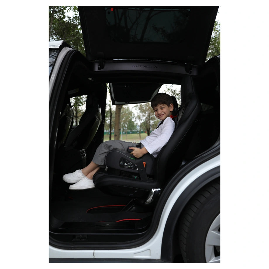 Jovikids Ohho+ I-Size ISOFIX Booster Car Seat with Cup Holder, Black/Grey