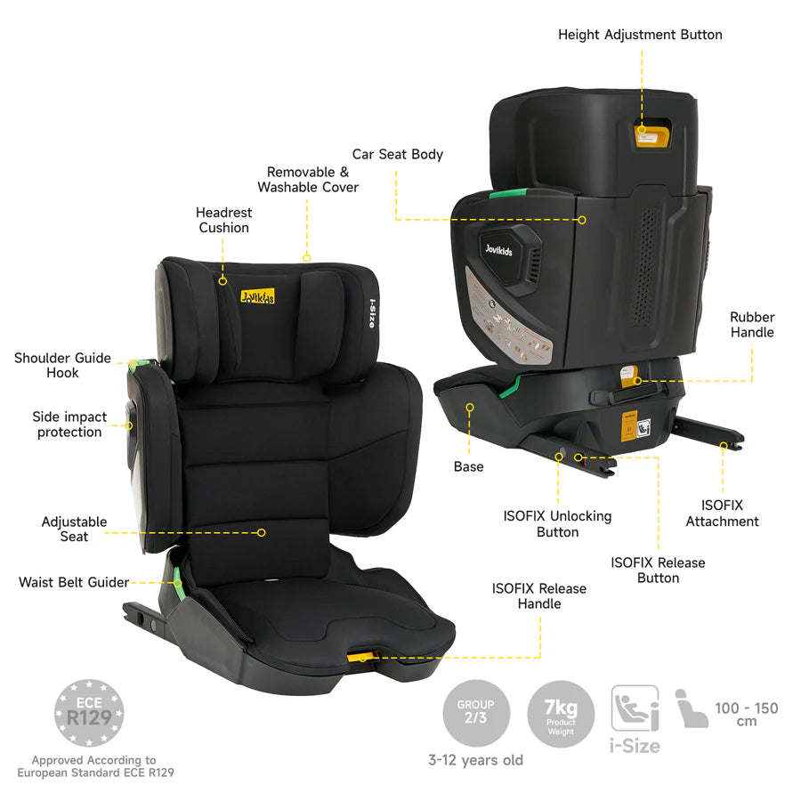 مقعد سيارة معزز للأطفال من Jovikids Rober I-Size ISOFIX بحجم المقصورة (أسود) مقعد سيارة معزز للأطفال من Jovikids Rober I-Size ISOFIX بحجم المقصورة (أسود)