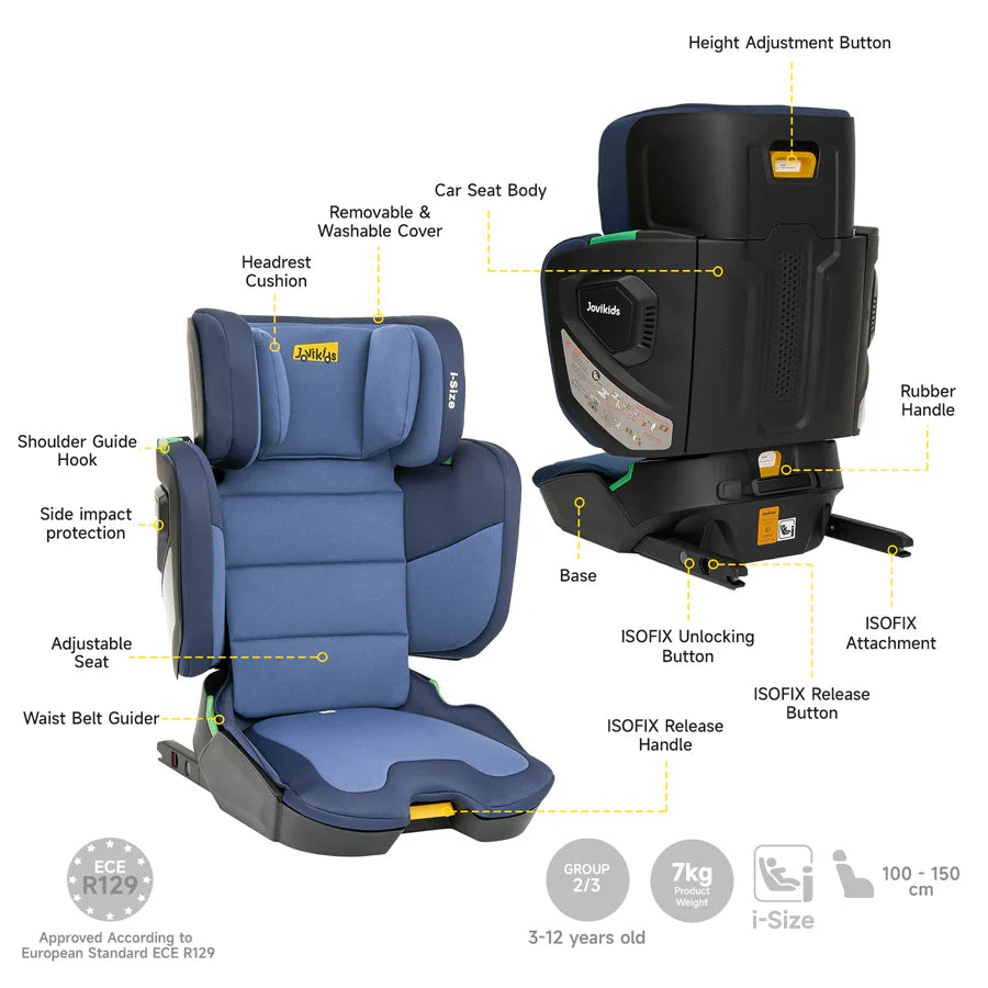 مقعد سيارة معزز للأطفال من Jovikids Rober I-Size ISOFIX بحجم المقصورة (أزرق) مقعد سيارة معزز للأطفال من Jovikids Rober I-Size ISOFIX بحجم المقصورة (أزرق)