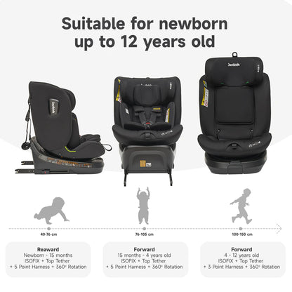 Jovikids Ranger TT ISOFIX 360° Rotating Car Seat I-size (Black)
