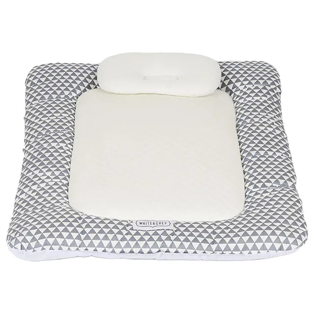 White & Grey Baby Mattress W/ Bamboo Paddings - Triangle