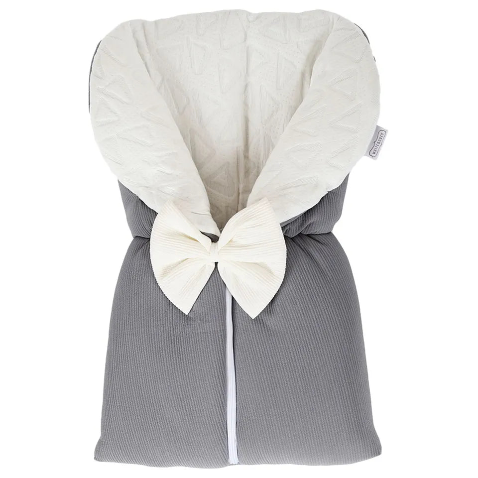 Little Angel Baby Sleeping Bag with White Bow (White & Grey)