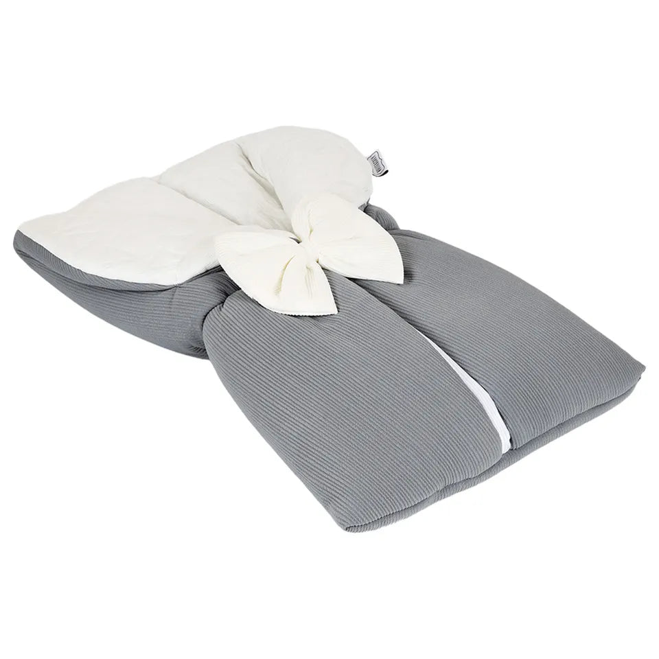 Little Angel Baby Sleeping Bag with White Bow (White & Grey)
