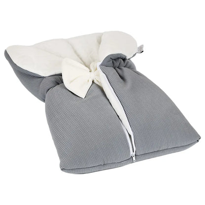 Little Angel Baby Sleeping Bag with White Bow (White & Grey)