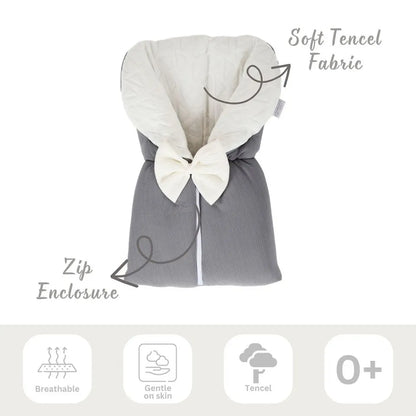 Little Angel Baby Sleeping Bag with White Bow (White & Grey)