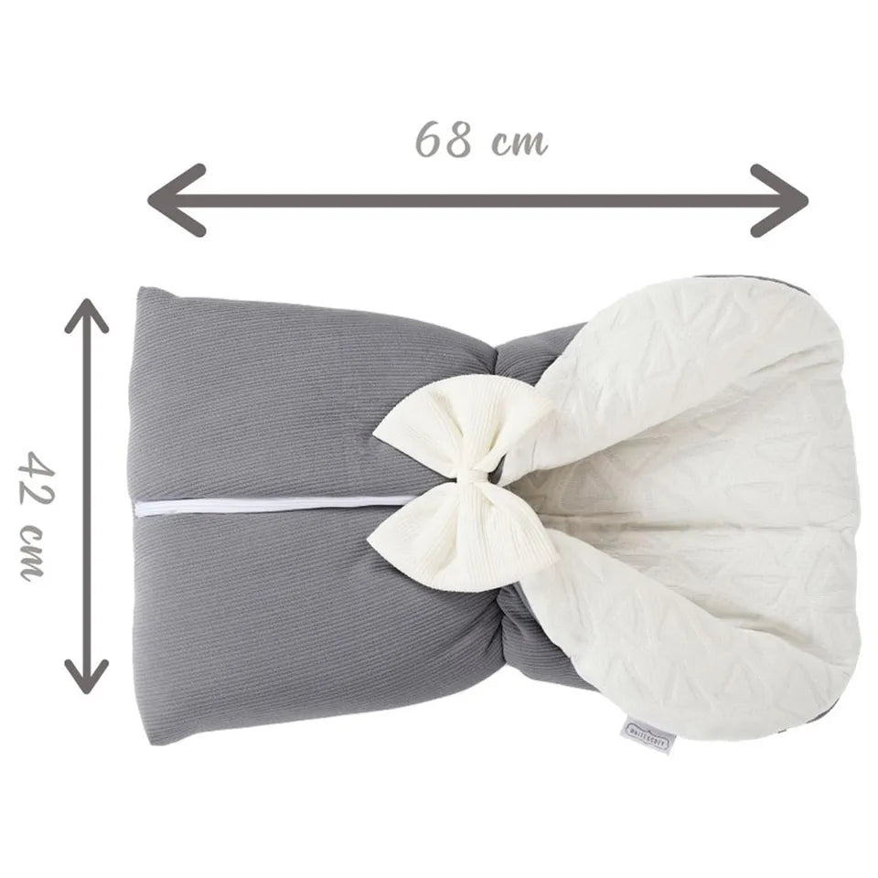 Little Angel Baby Sleeping Bag with White Bow (White & Grey)