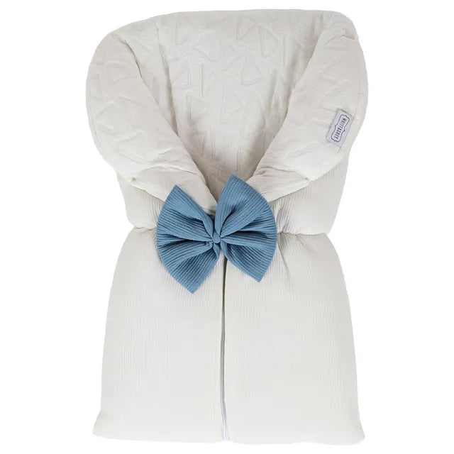 White & Grey Sleeping Bag - White W/Bow (Blue)