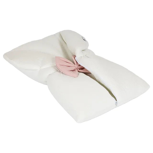 White & Grey Sleeping Bag - White W/Bow (Peach)