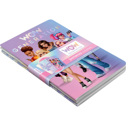 Wow Generation A5 Pack 3 Soft Cover Notebooks 80 Sheets GSM