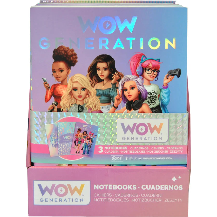 Wow Generation A5 Pack 3 Soft Cover Notebooks 80 Sheets GSM Wow Generation A5 Pack 3 Soft Cover Notebooks 80 Sheets GSM