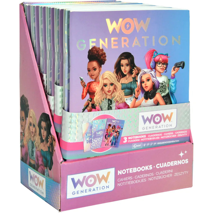 Wow Generation A5 Pack 3 Soft Cover Notebooks 80 Sheets GSM Wow Generation A5 Pack 3 Soft Cover Notebooks 80 Sheets GSM