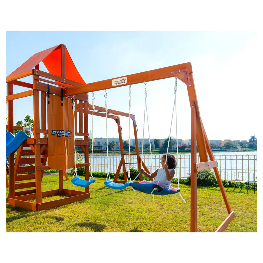 Dynamic Sports Olympia Wooden Swing Set Outdoor Playset for Kids