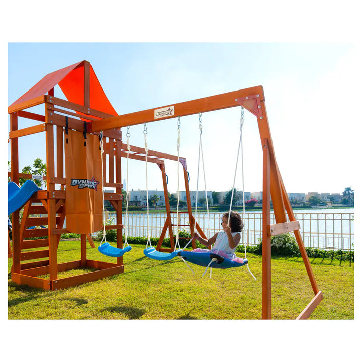 Dynamic Sports Olympia Wooden Swing Set Outdoor Playset for Kids