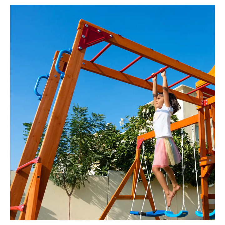 Dynamic Sports Olympia Wooden Swing Set Outdoor Playset for Kids